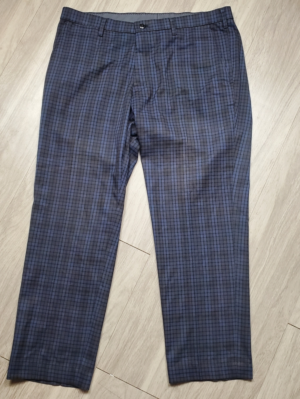 Uniqlo Heattech Pants Mens 34×34 Blue Casual Plaid Check